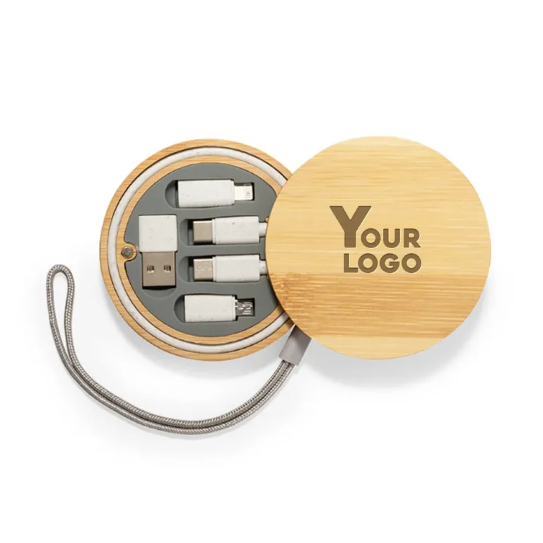 Eco-Friendly Bamboo 3-in-1 Branded Cable