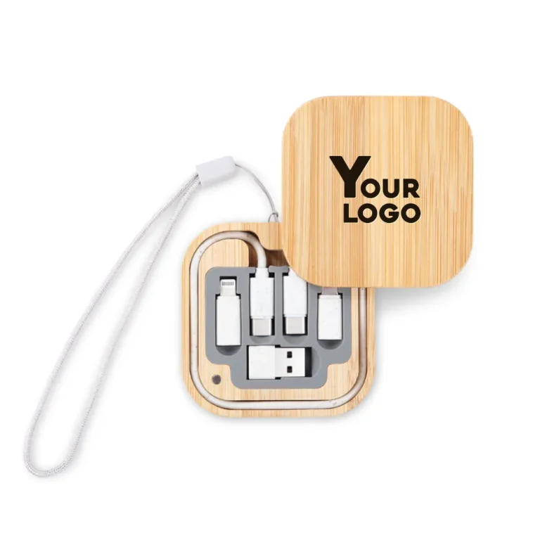 Eco-Friendly Bamboo 3-in-1 Branded Cable