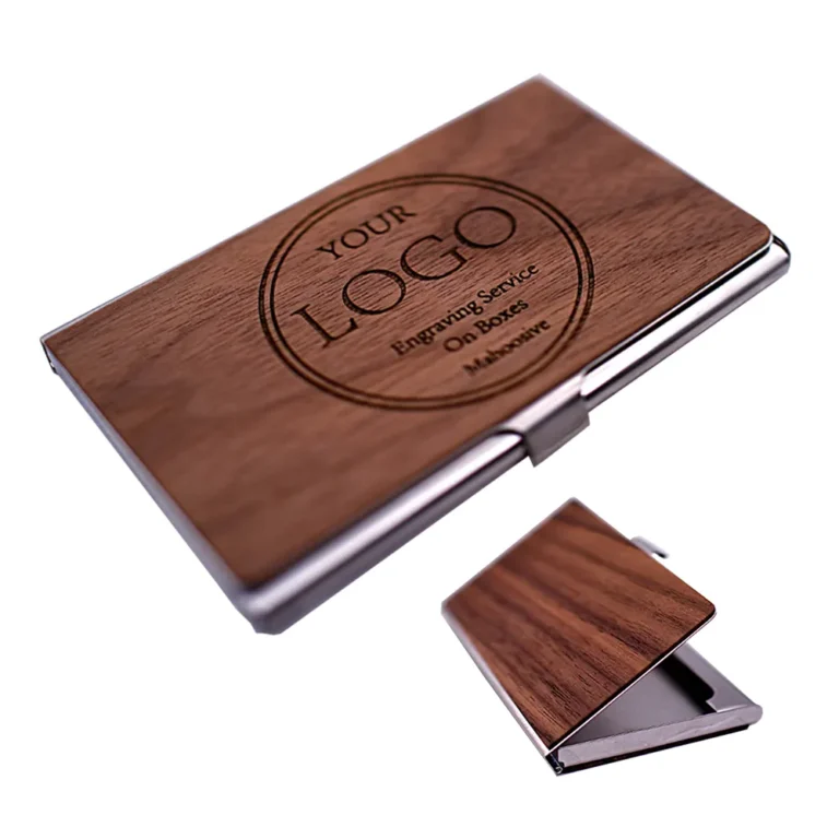 Stainless Steel & Walnut Business Card Holder