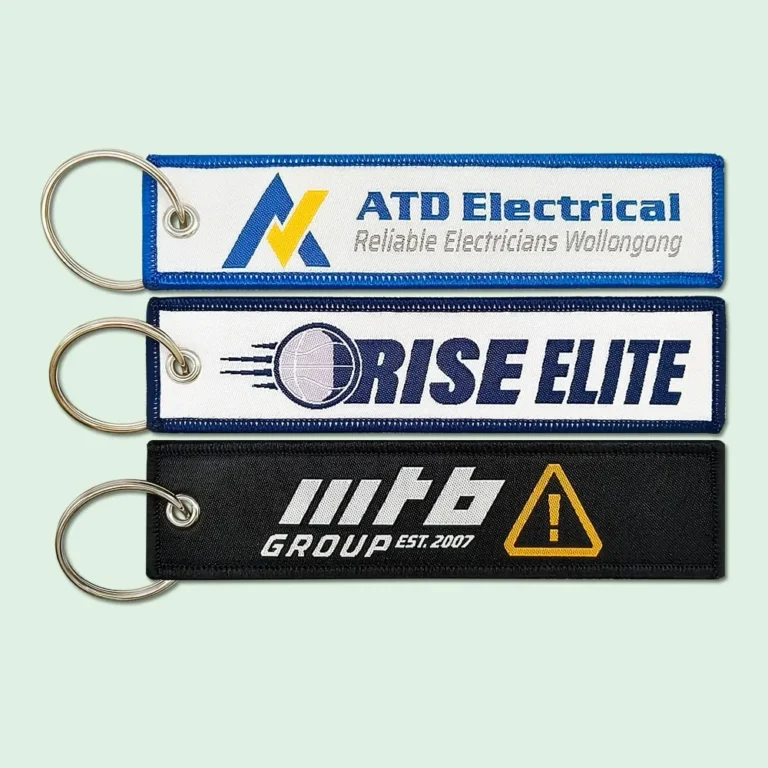 Woven label keychain