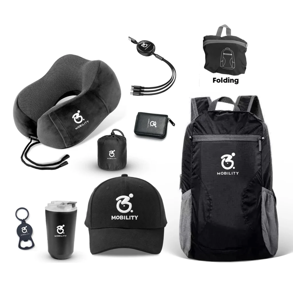 bulk-black-travel-gift-set-foldable-backpack-neck-pillow