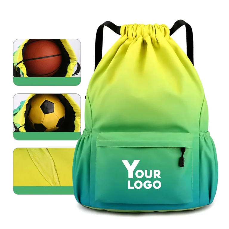 Custom water-resistant lightweight drawstring backpack with logo