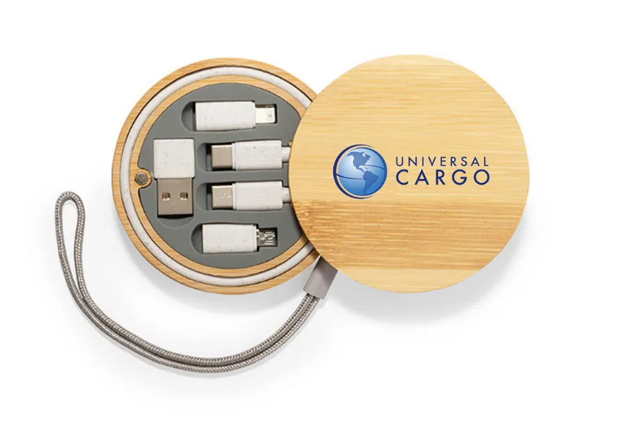 Custom 3-in-1 Charging Cable with Storage Case for Branded Gift Sets