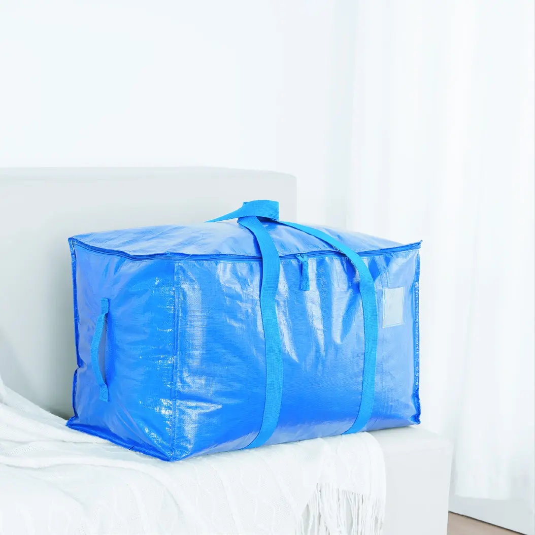 Custom zippered storage bag with reinforced handles